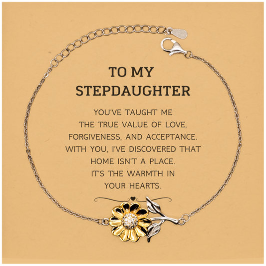 Stepdaughter Sunflower Bracelet - You've Taught Me The True Value Of Love | Birthday Gift