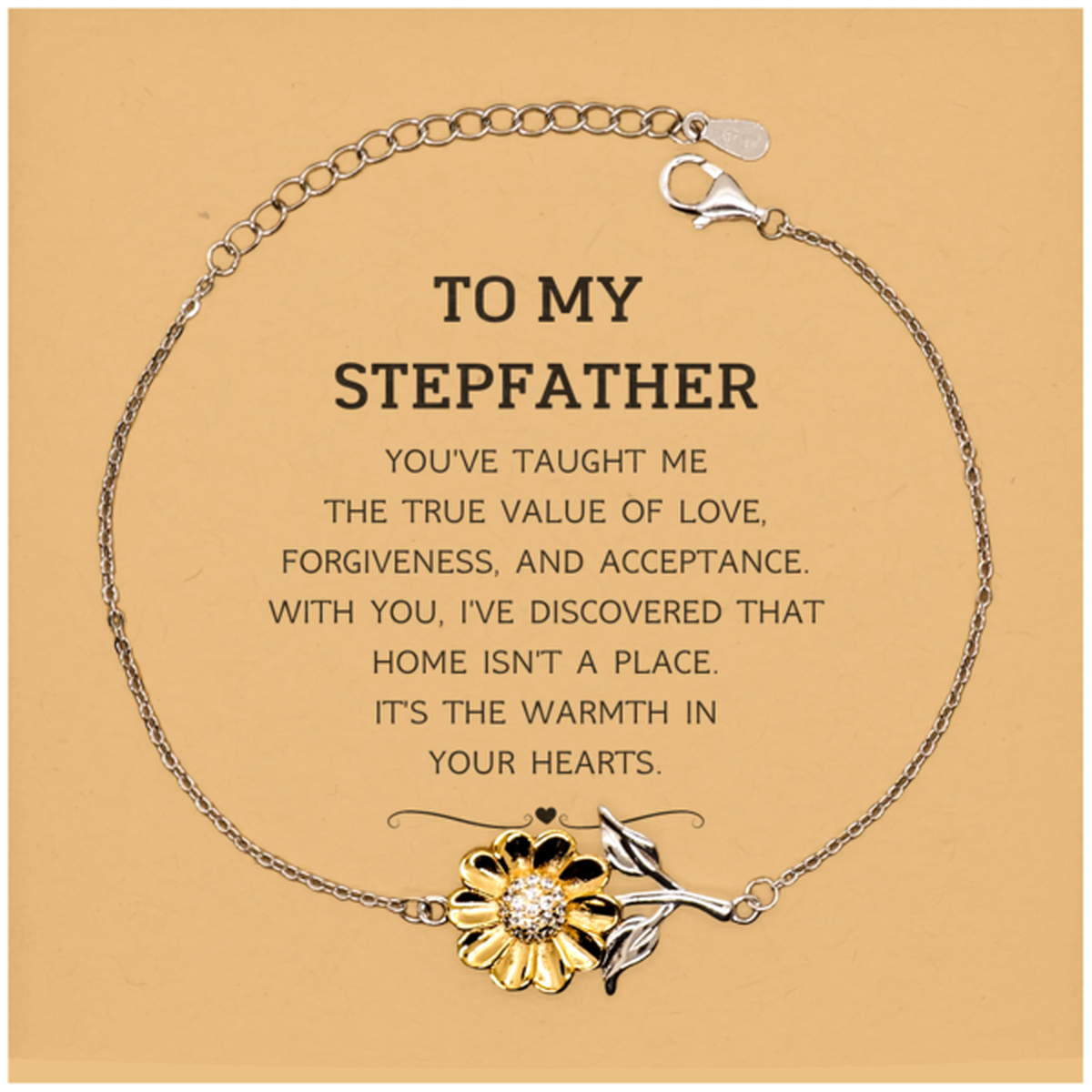 To My Stepfather Gifts, You've taught me the true value of love, Thank You Gifts For Stepfather, Birthday Christmas Sunflower Bracelet For Stepfather