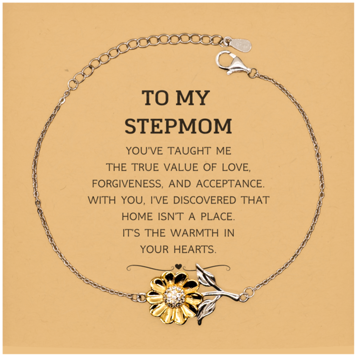 Stepmom Sunflower Bracelet - You've Taught Me the True Value of Love | Meaningful Gift