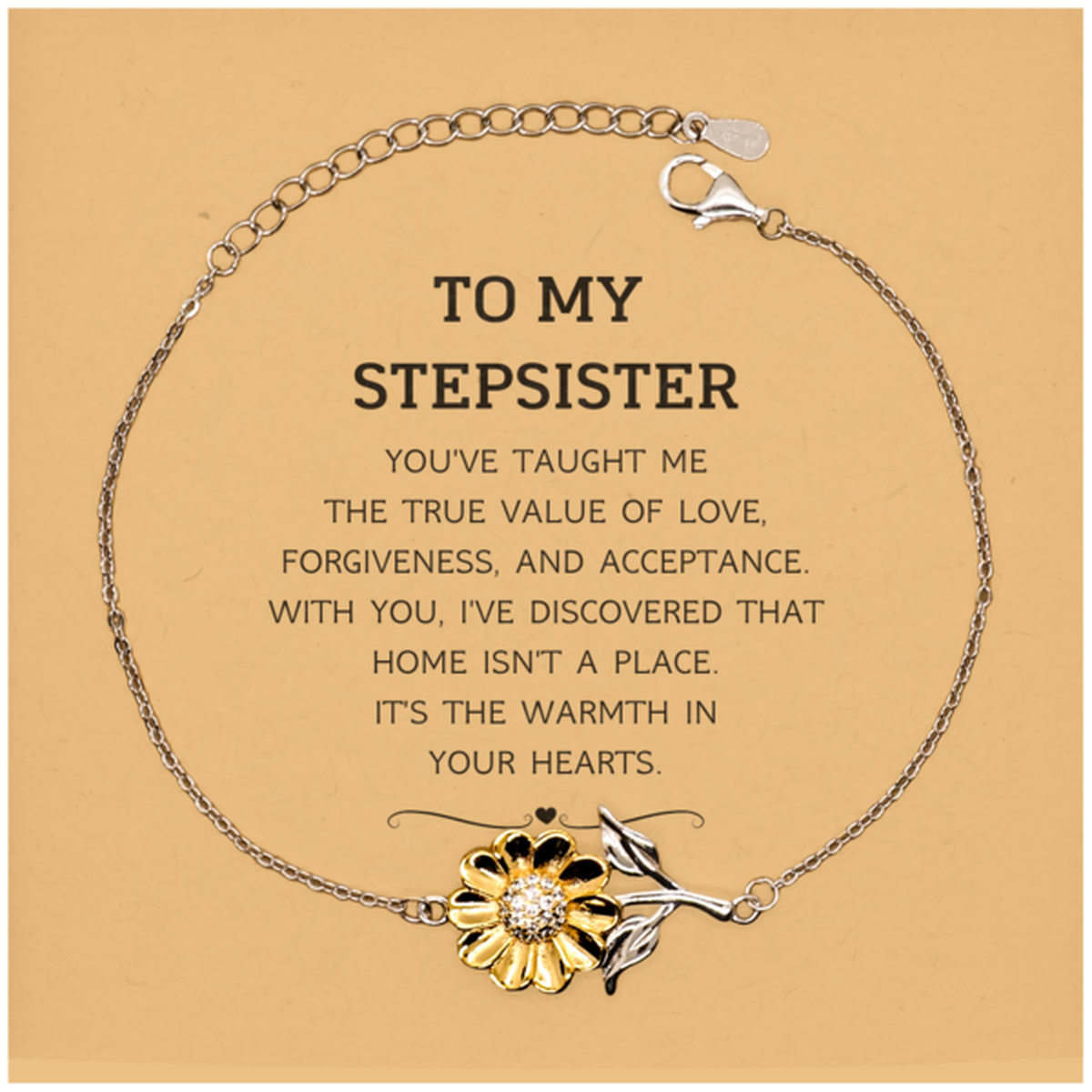 Stepsister Sunflower Bracelet - You've Taught Me the True Value of Love | Birthday & Christmas Gift