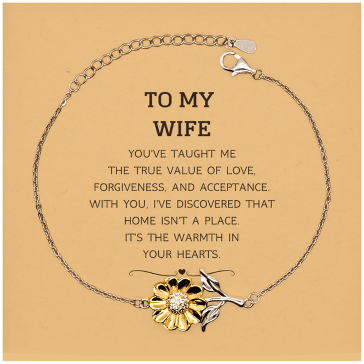 Wife Sunflower Bracelet - You've Taught Me the True Value of Love | Anniversary Gift