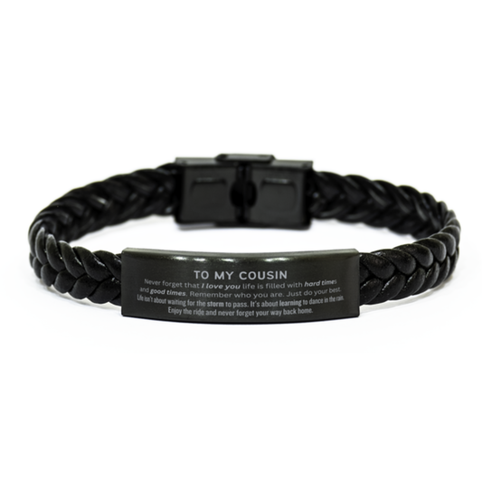 Cousin Braided Leather Bracelet - Never Forget that I Love You | Birthday Gift