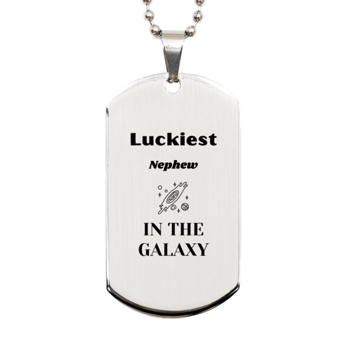 Nephew Silver Dog Tag Keychain - Luckiest Nephew in the Galaxy | Unique Gift for Nephew