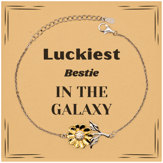 Bestie Sunflower Bracelet - Luckiest Bestie in the Galaxy | Unique Gift for Best Friend