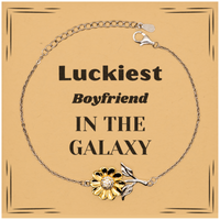 Load image into Gallery viewer, Boyfriend Sunflower Bracelet - Luckiest Boyfriend in the Galaxy | Perfect Gift
