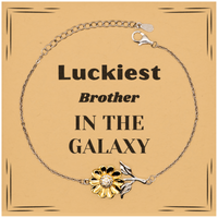 Load image into Gallery viewer, Brother Sunflower Bracelet - Luckiest Brother in the Galaxy | Unique Gift for Brother
