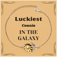 Load image into Gallery viewer, Cousin Sunflower Bracelet - Luckiest Cousin in the Galaxy | Unique Gift for Christmas
