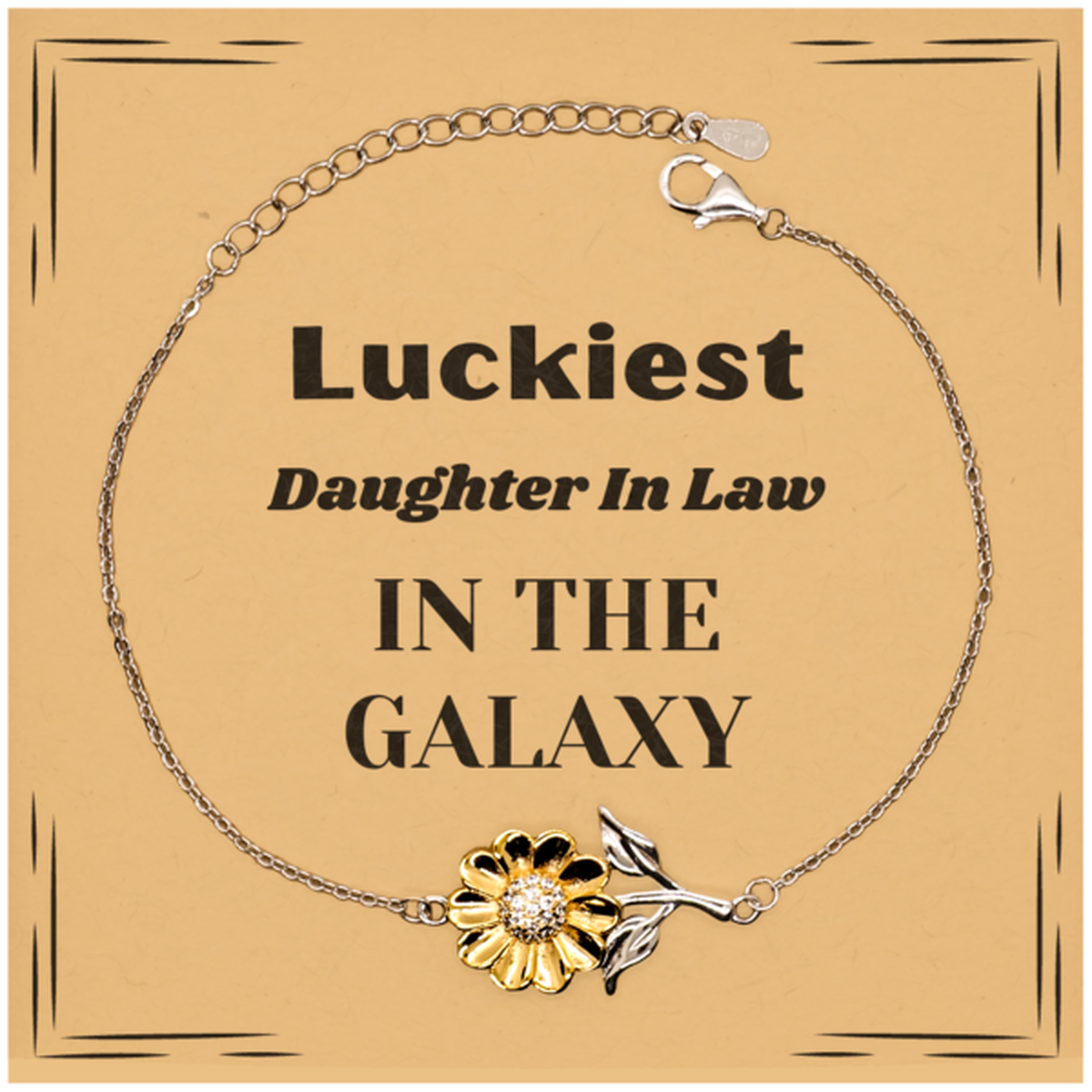 Luckiest Daughter In Law in the Galaxy, To My Daughter In Law Message Card Gifts, Christmas Daughter In Law Sunflower Bracelet Gifts, X-mas Birthday Unique Gifts For Daughter In Law Men Women