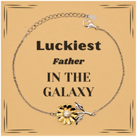 Load image into Gallery viewer, Father Sunflower Bracelet - Luckiest Father in the Galaxy | Thoughtful Gift
