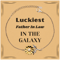 Load image into Gallery viewer, Father In Law Sunflower Bracelet - Luckiest Father In Law in the Galaxy | Christmas Gift
