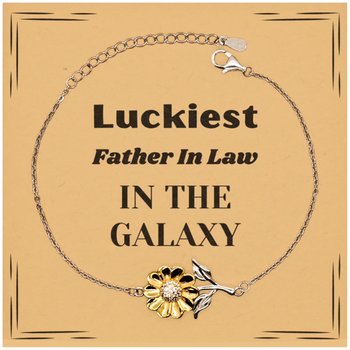 Luckiest Father In Law in the Galaxy, To My Father In Law Message Card Gifts, Christmas Father In Law Sunflower Bracelet Gifts, X-mas Birthday Unique Gifts For Father In Law Men Women