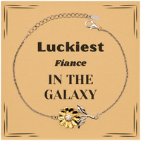 Load image into Gallery viewer, Fiancé Sunflower Bracelet - Luckiest Fiancé in the Galaxy | Unique Engagement Gift
