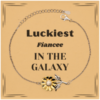 Load image into Gallery viewer, Fiancee Sunflower Bracelet - Luckiest Fiancee in the Galaxy | Unique Gift for Engagement
