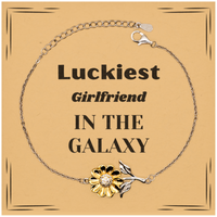 Load image into Gallery viewer, Girlfriend Sunflower Bracelet - Luckiest Girlfriend In The Galaxy | Perfect Gift
