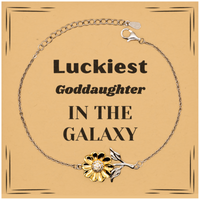 Load image into Gallery viewer, Goddaughter Sunflower Bracelet - Luckiest Goddaughter in the Galaxy | Birthday &amp; Christmas Gift
