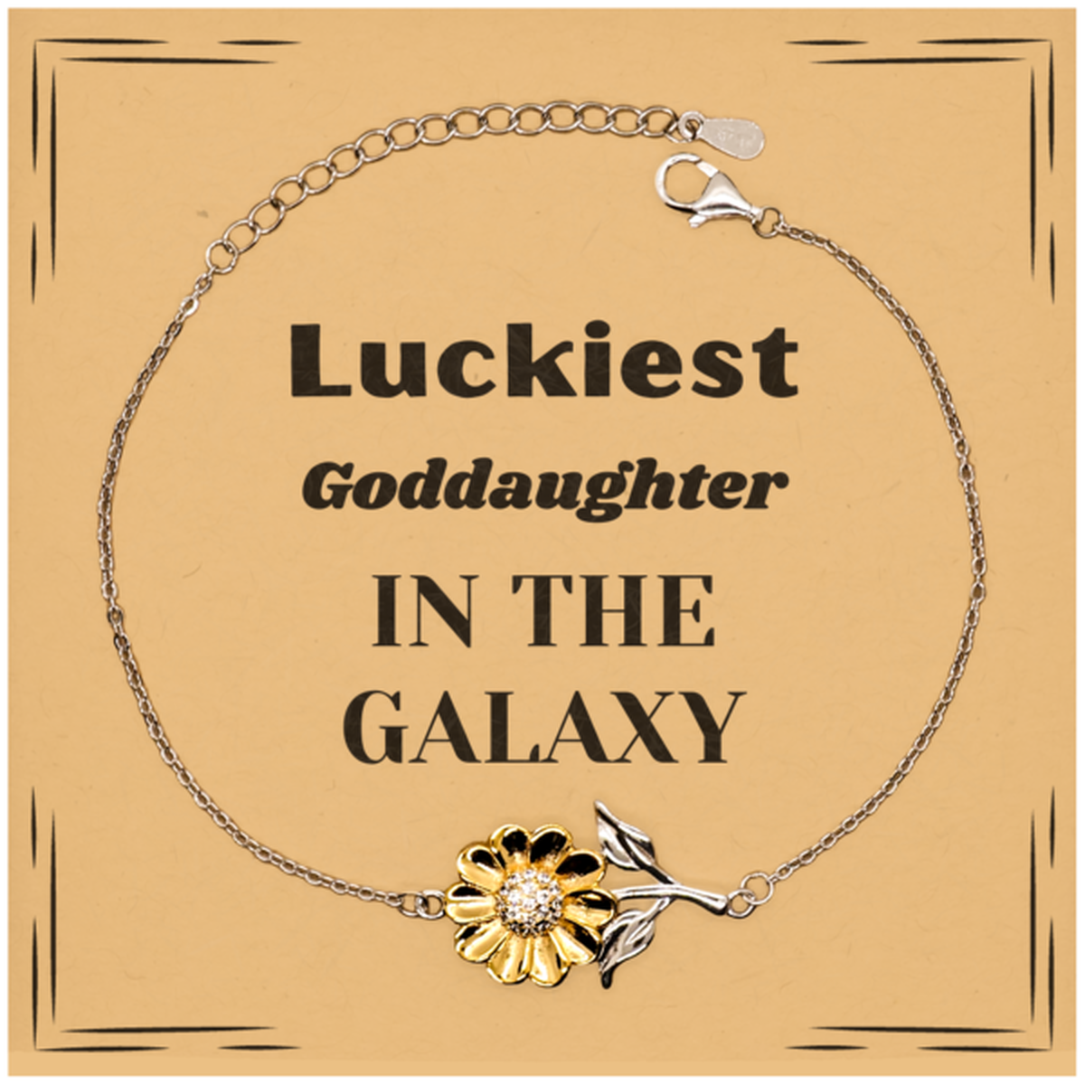 Luckiest Goddaughter in the Galaxy, To My Goddaughter Message Card Gifts, Christmas Goddaughter Sunflower Bracelet Gifts, X-mas Birthday Unique Gifts For Goddaughter Men Women