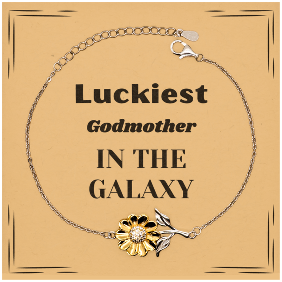 Luckiest Godmother in the Galaxy, To My Godmother Message Card Gifts, Christmas Godmother Sunflower Bracelet Gifts, X-mas Birthday Unique Gifts For Godmother Men Women
