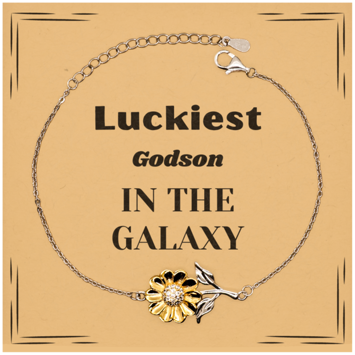 Luckiest Godson in the Galaxy, To My Godson Message Card Gifts, Christmas Godson Sunflower Bracelet Gifts, X-mas Birthday Unique Gifts For Godson Men Women
