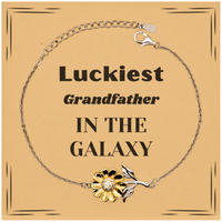 Load image into Gallery viewer, Grandfather Sunflower Bracelet - Luckiest Grandfather in the Galaxy | Christmas Gift
