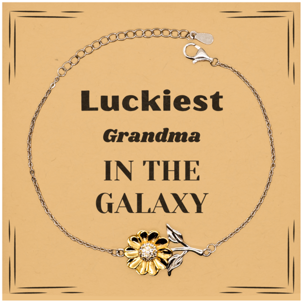 Luckiest Grandma in the Galaxy, To My Grandma Message Card Gifts, Christmas Grandma Sunflower Bracelet Gifts, X-mas Birthday Unique Gifts For Grandma Men Women