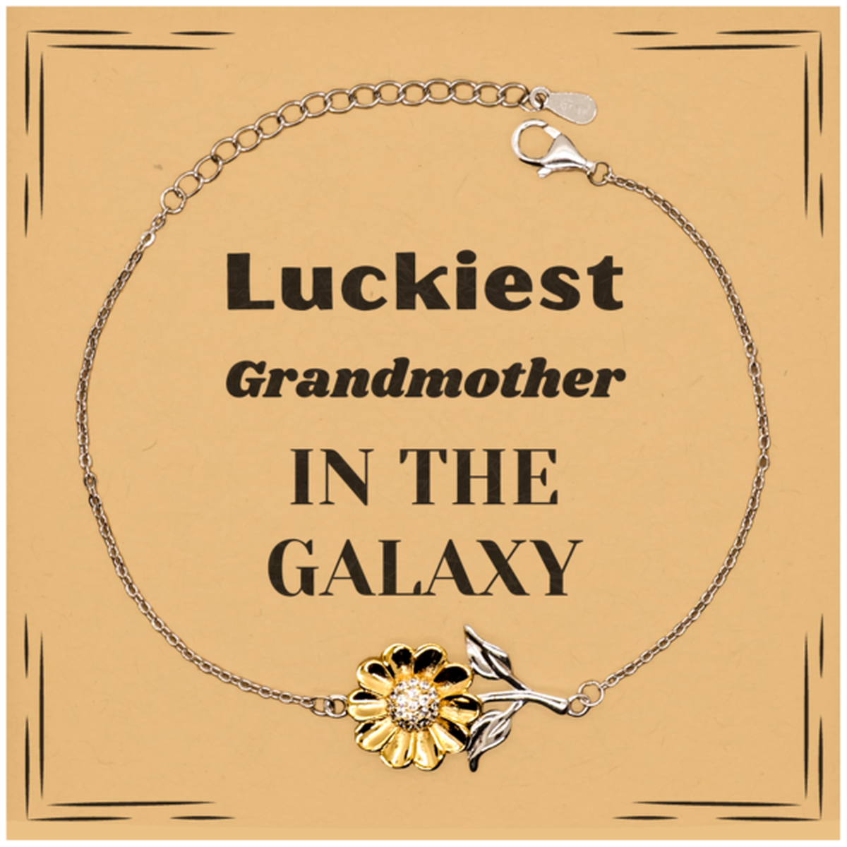 Luckiest Grandmother in the Galaxy, To My Grandmother Message Card Gifts, Christmas Grandmother Sunflower Bracelet Gifts, X-mas Birthday Unique Gifts For Grandmother Men Women