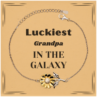 Load image into Gallery viewer, Grandpa Sunflower Bracelet - Luckiest Grandpa in the Galaxy | Christmas Gift
