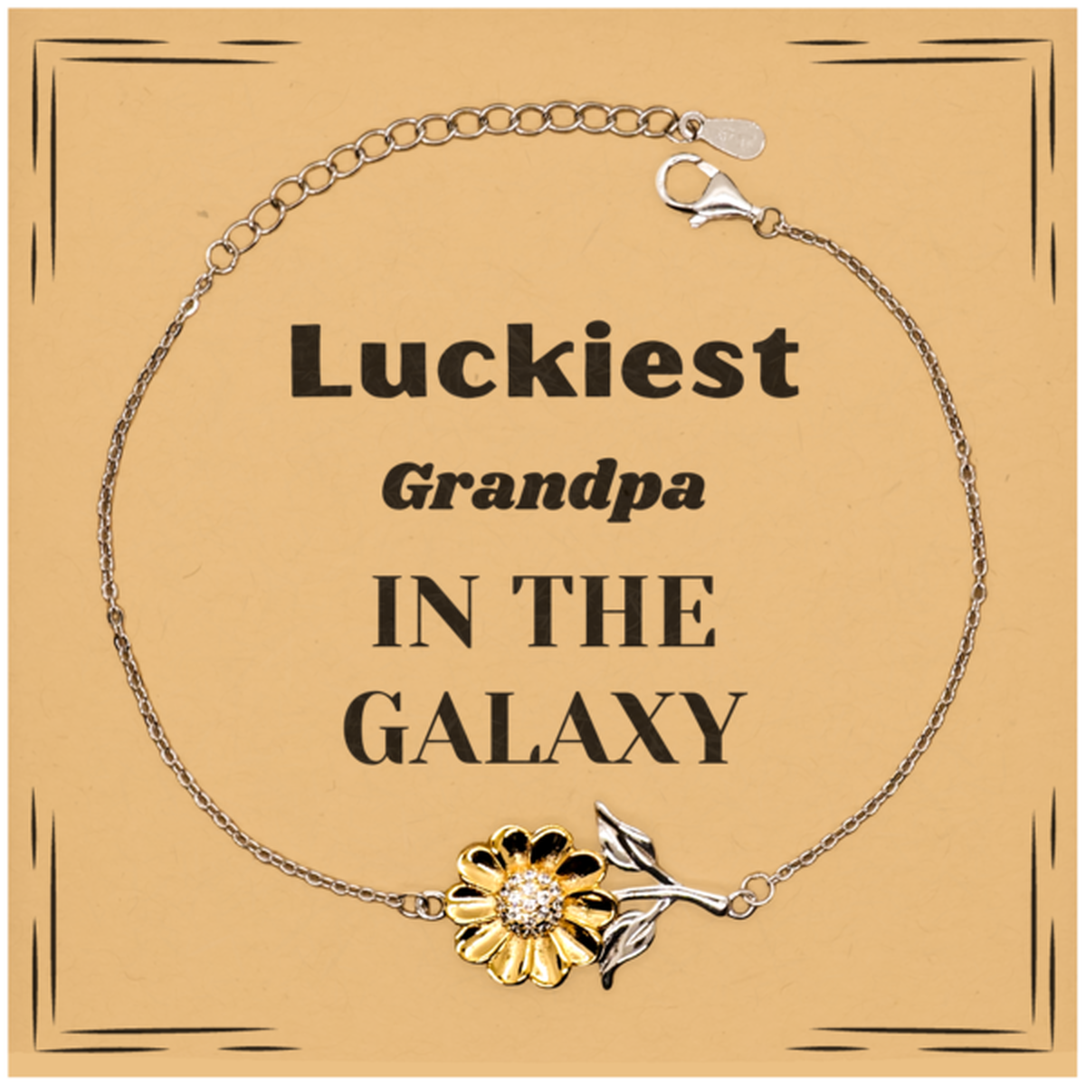 Luckiest Grandpa in the Galaxy, To My Grandpa Message Card Gifts, Christmas Grandpa Sunflower Bracelet Gifts, X-mas Birthday Unique Gifts For Grandpa Men Women