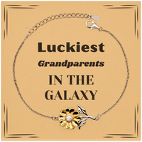 Load image into Gallery viewer, Grandparents Sunflower Bracelet - Luckiest Grandparents IN THE GALAXY | Meaningful Gift
