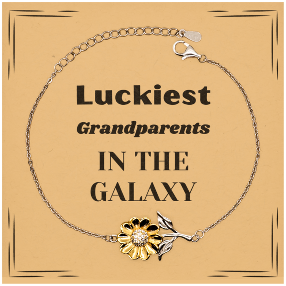 Luckiest Grandparents in the Galaxy, To My Grandparents Message Card Gifts, Christmas Grandparents Sunflower Bracelet Gifts, X-mas Birthday Unique Gifts For Grandparents Men Women