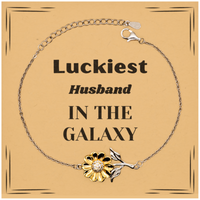 Load image into Gallery viewer, Husband Sunflower Bracelet - Luckiest Husband in the Galaxy | Christmas Gift
