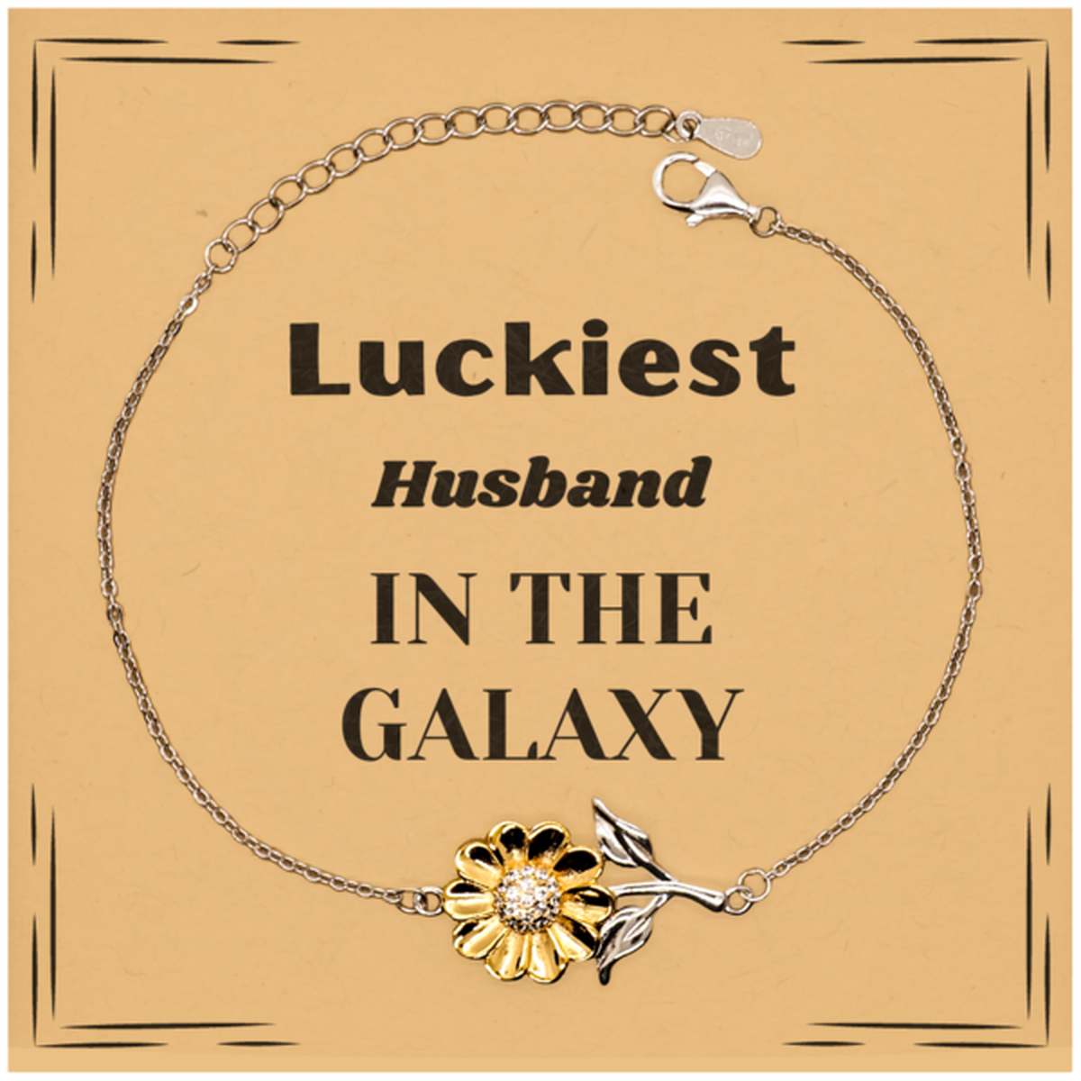 Luckiest Husband in the Galaxy, To My Husband Message Card Gifts, Christmas Husband Sunflower Bracelet Gifts, X-mas Birthday Unique Gifts For Husband Men Women