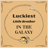 Load image into Gallery viewer, Little Brother Sunflower Bracelet - Luckiest Little Brother in the Galaxy | Christmas Gift
