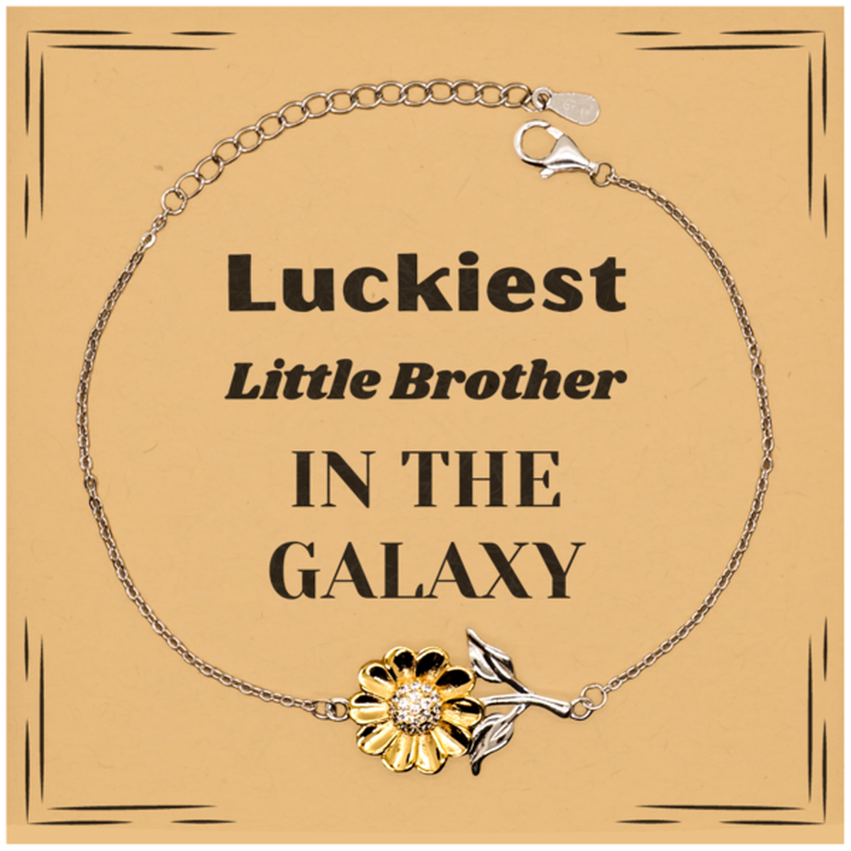 Luckiest Little Brother in the Galaxy, To My Little Brother Message Card Gifts, Christmas Little Brother Sunflower Bracelet Gifts, X-mas Birthday Unique Gifts For Little Brother Men Women