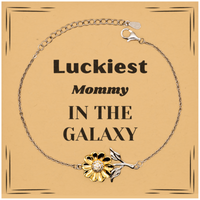 Load image into Gallery viewer, Mommy Sunflower Bracelet - Luckiest Mommy in the Galaxy | Mother&#39;s Day Gift
