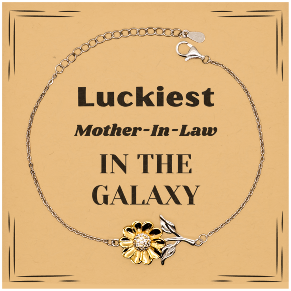 Luckiest Mother-In-Law in the Galaxy, To My Mother-In-Law Message Card Gifts, Christmas Mother-In-Law Sunflower Bracelet Gifts, X-mas Birthday Unique Gifts For Mother-In-Law Men Women