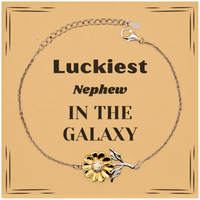 Load image into Gallery viewer, Nephew Sunflower Bracelet - Luckiest Nephew in the Galaxy | Christmas Gift
