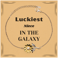 Load image into Gallery viewer, Niece Sunflower Bracelet - Luckiest Niece in the Galaxy | Christmas Gift
