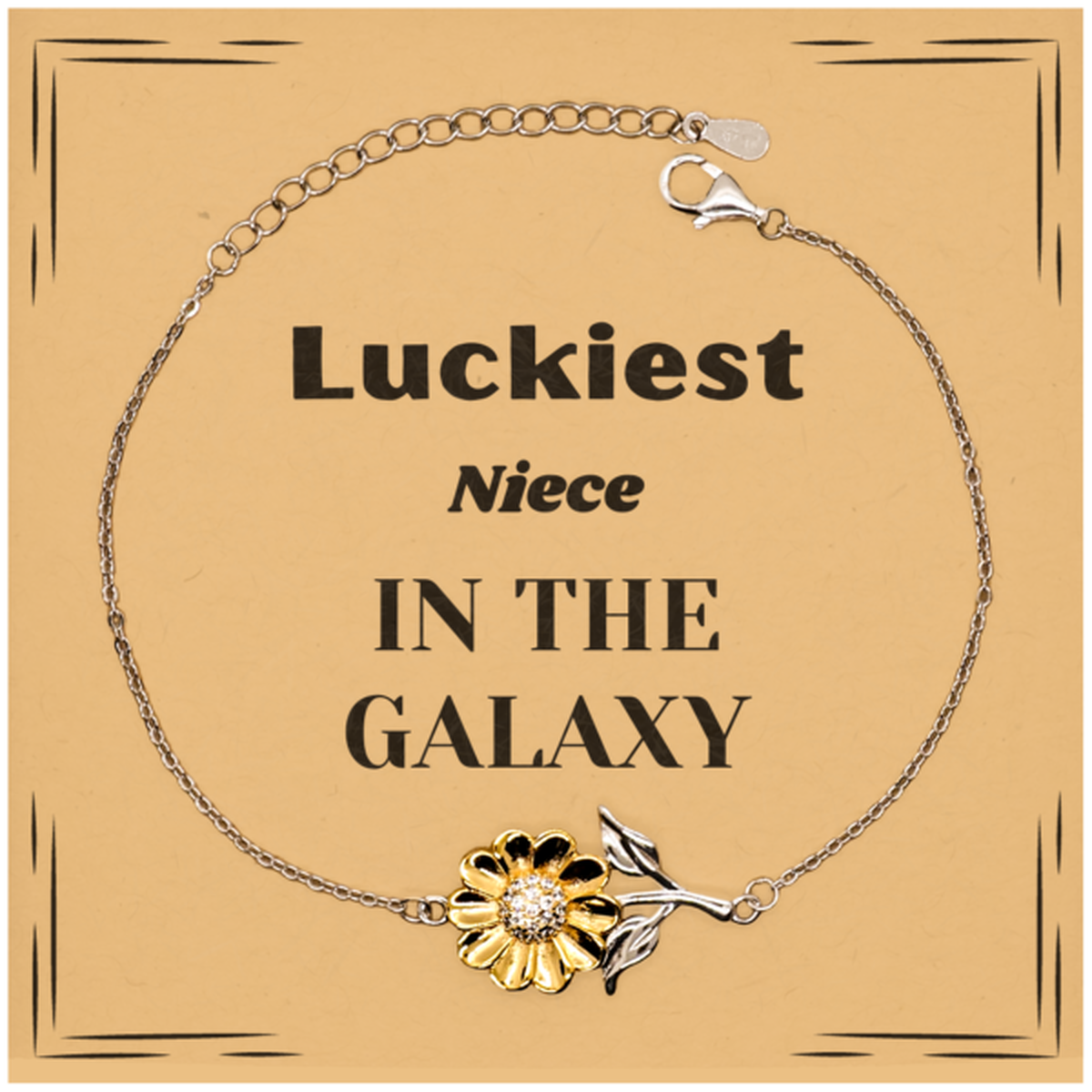 Luckiest Niece in the Galaxy, To My Niece Message Card Gifts, Christmas Niece Sunflower Bracelet Gifts, X-mas Birthday Unique Gifts For Niece Men Women
