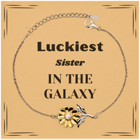 Load image into Gallery viewer, Sister Sunflower Bracelet - Luckiest Sister in the Galaxy | Unique Birthday Gift
