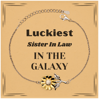 Load image into Gallery viewer, Sister In Law Sunflower Bracelet - Luckiest Sister In Law Design | Birthday &amp; Christmas Gift
