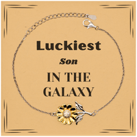 Load image into Gallery viewer, Son Sunflower Bracelet - Luckiest Son In The Galaxy | Christmas Gift
