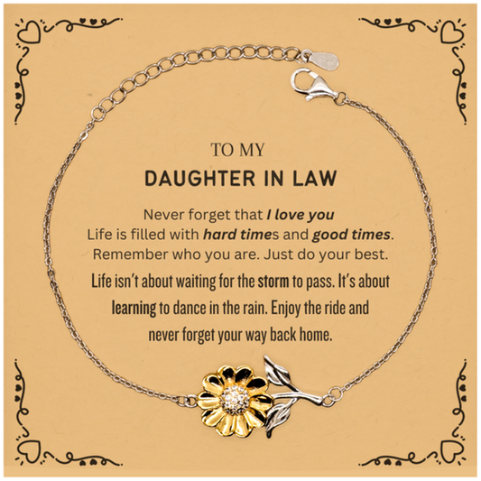 Daughter In Law Sunflower Bracelet - Never Forget That I Love You | Christmas Gift