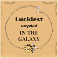 Load image into Gallery viewer, Stepdad Sunflower Bracelet - Luckiest Stepdad in the Galaxy | Unique Gift for Christmas
