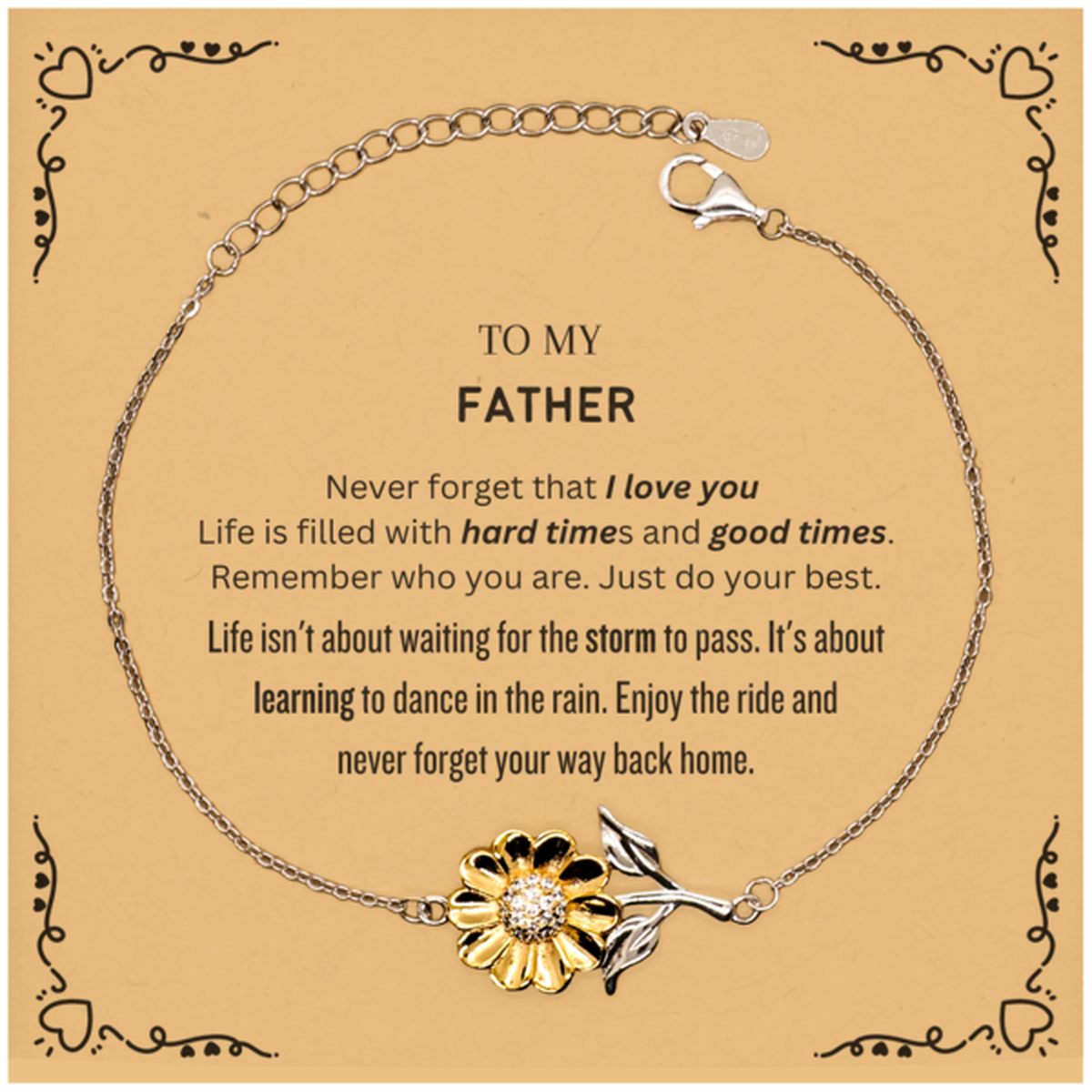 Dad Sunflower Bracelet - Never Forget That I Love You | Father's Day Gift