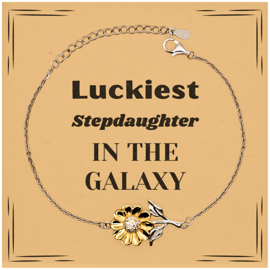 Stepdaughter Sunflower Bracelet - Luckiest Stepdaughter IN THE GALAXY | Christmas Gift