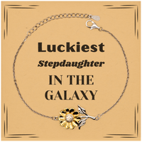 Load image into Gallery viewer, Stepdaughter Sunflower Bracelet - Luckiest Stepdaughter IN THE GALAXY | Christmas Gift
