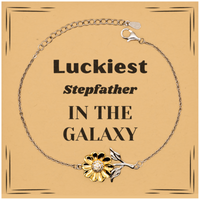Load image into Gallery viewer, Stepfather Sunflower Bracelet - Luckiest Stepfather in the Galaxy | Christmas Gift
