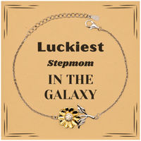 Load image into Gallery viewer, Stepmom Sunflower Bracelet - Luckiest Stepmom in the Galaxy | Birthday &amp; Christmas Gift
