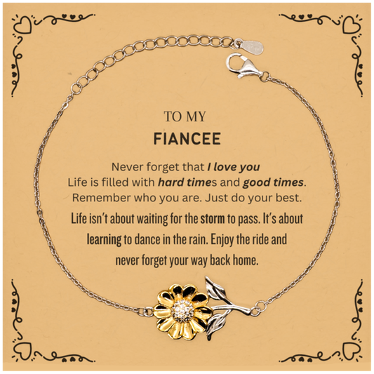 Fiancee Sunflower Bracelet - To My Fiancee | Christmas Gift