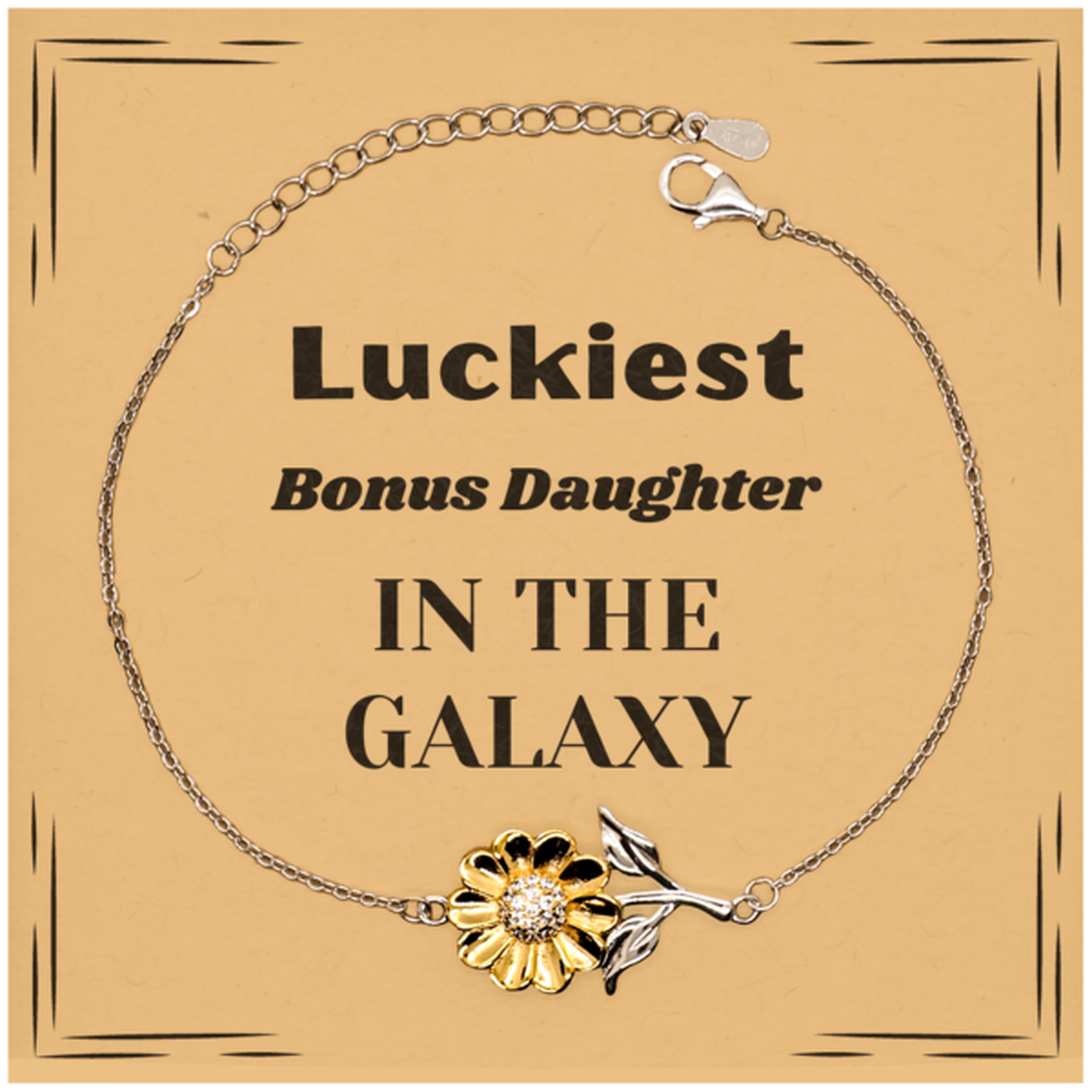 Bonus Daughter Sunflower Bracelet - Luckiest Bonus Daughter in the Galaxy | Christmas Gift
